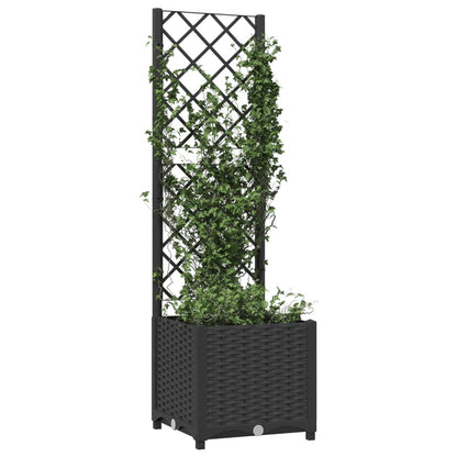 vidaXL Jardinière avec treillis Noir 40 x 40 x 136 cm PP