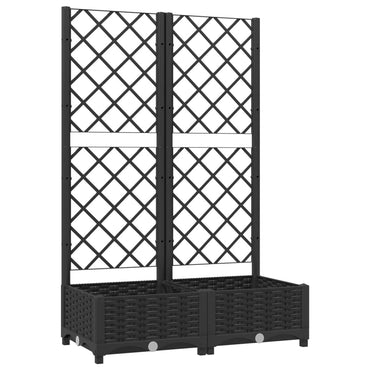 vidaXL Jardinière de jardin avec treillis noir 80 x 40 x 121,5 cm PP