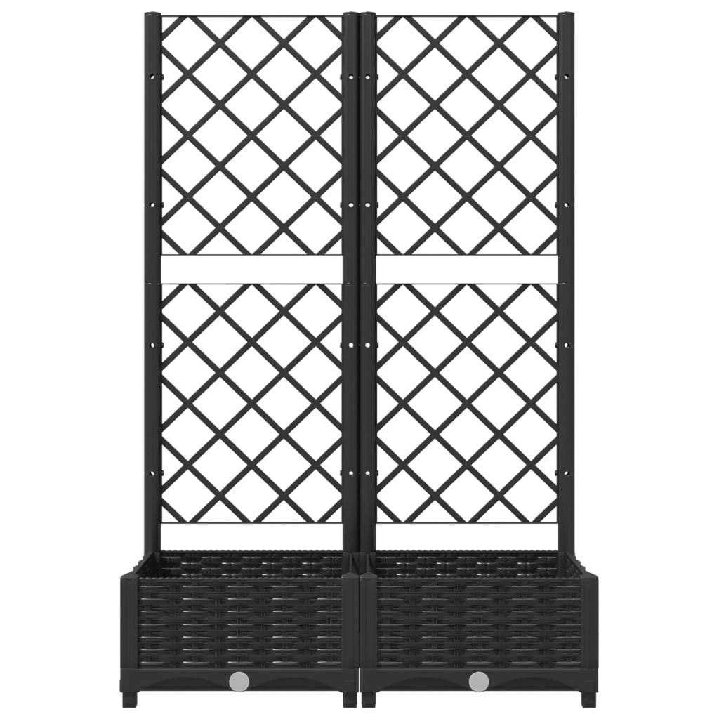 vidaXL Jardinière de jardin avec treillis noir 80 x 40 x 121,5 cm PP
