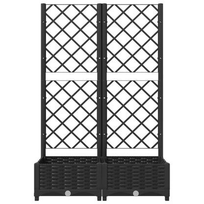 vidaXL Jardinière de jardin avec treillis noir 80 x 40 x 121,5 cm PP