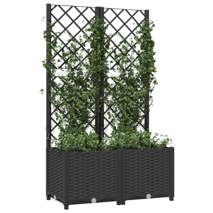 vidaXL Jardinière avec treillis Noir 80 x 40 x 136 cm PP
