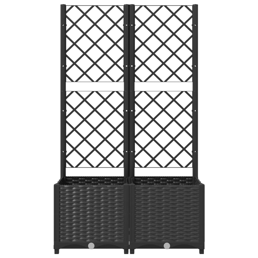 vidaXL Jardinière avec treillis Noir 80 x 40 x 136 cm PP