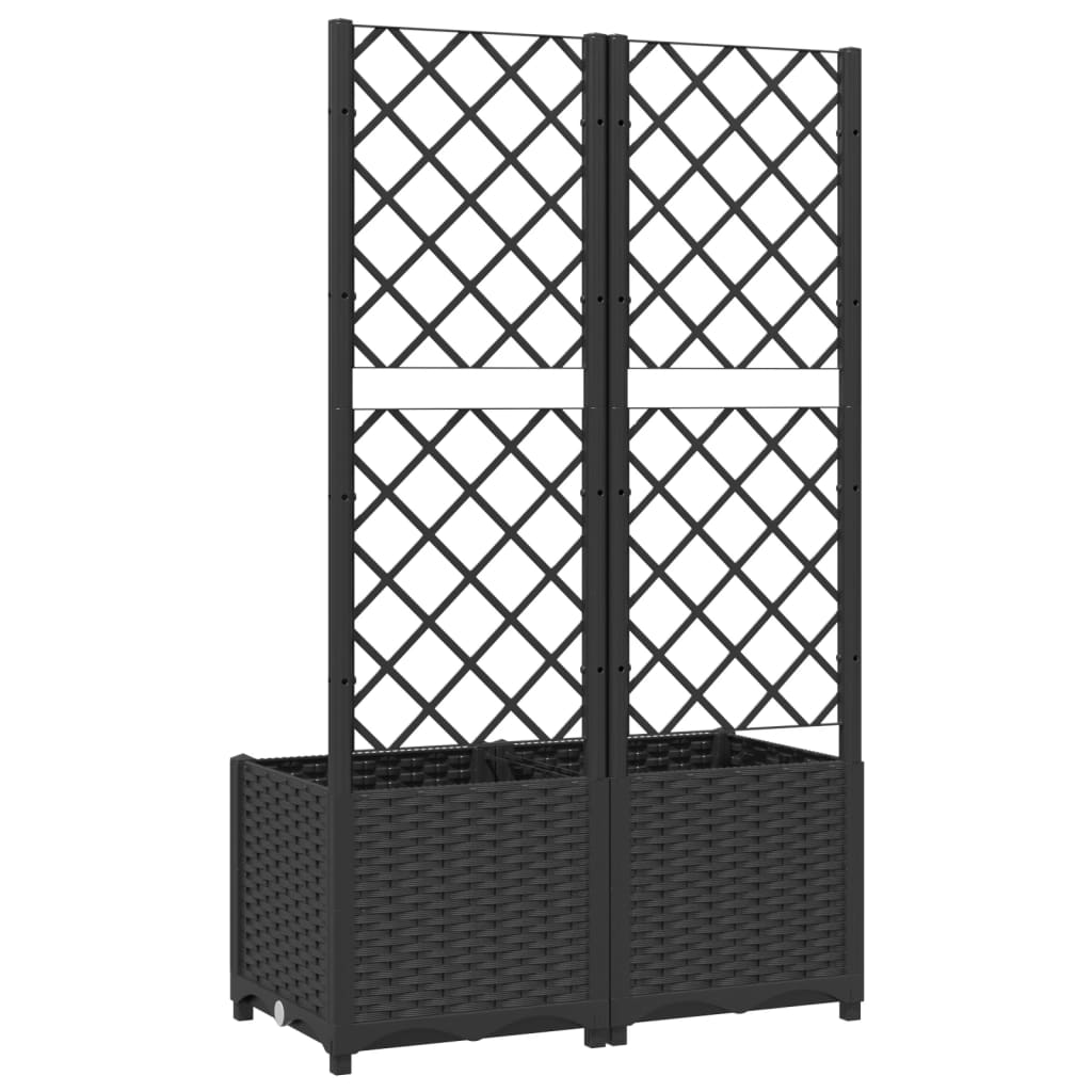 vidaXL Jardinière avec treillis Noir 80 x 40 x 136 cm PP