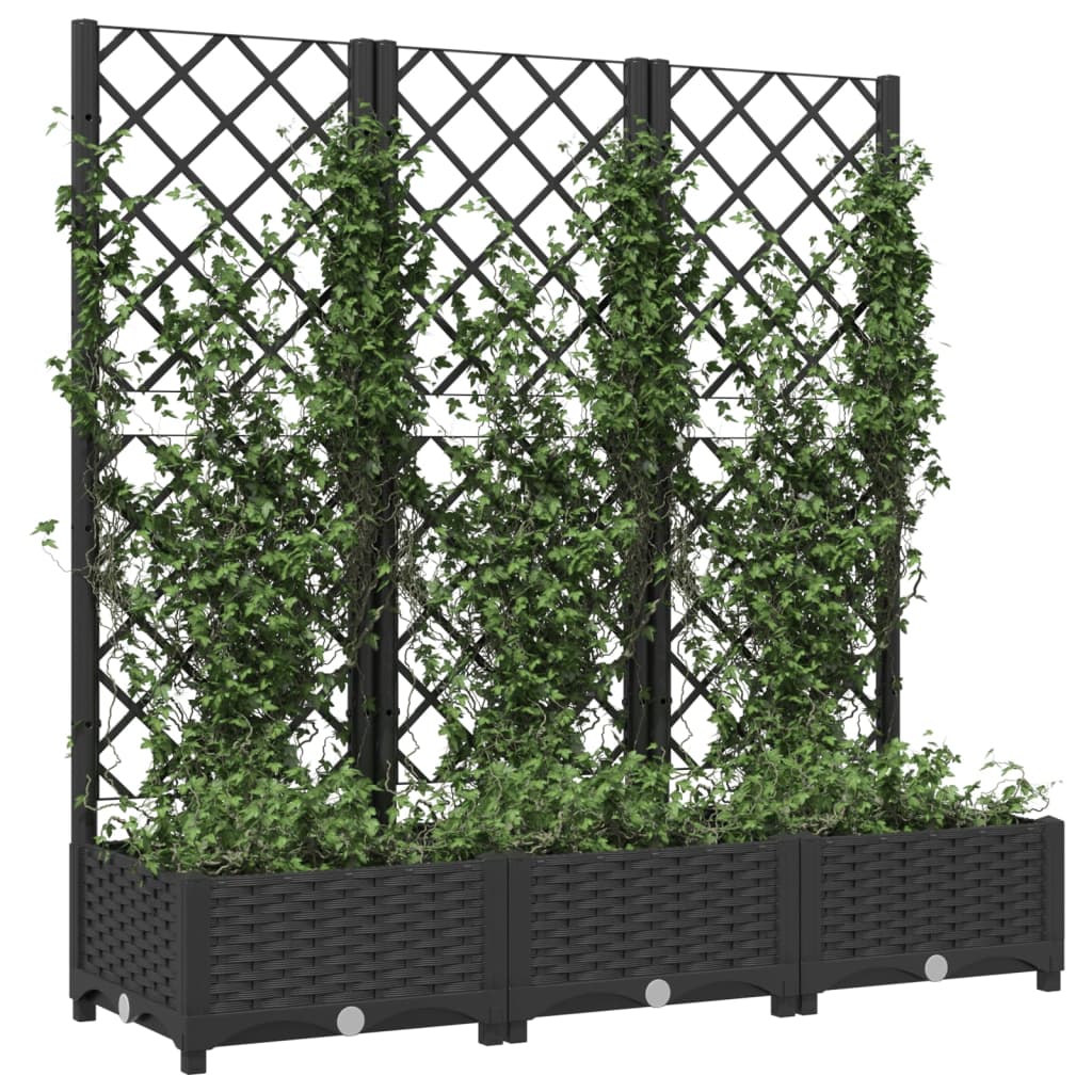 vidaXL Jardinière de jardin avec treillis Noir 120 x 40 x 121,5 cm PP