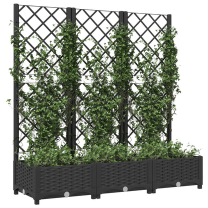 vidaXL Jardinière de jardin avec treillis Noir 120 x 40 x 121,5 cm PP