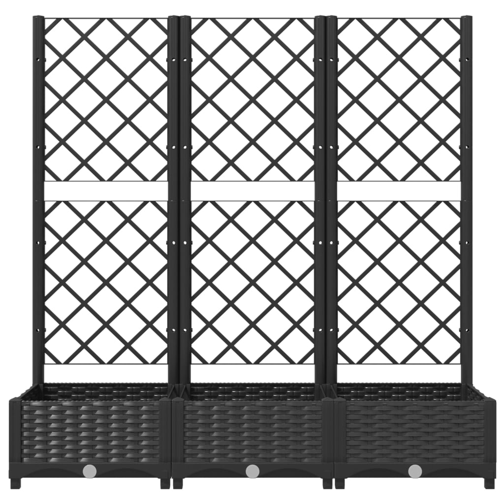 vidaXL Jardinière de jardin avec treillis Noir 120 x 40 x 121,5 cm PP