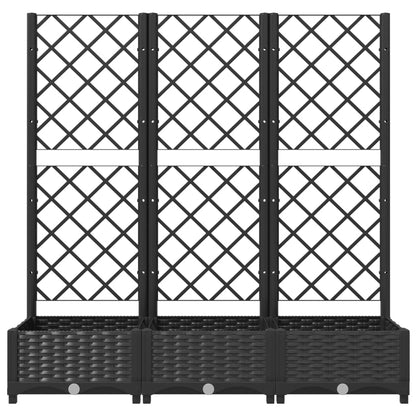 vidaXL Jardinière de jardin avec treillis Noir 120 x 40 x 121,5 cm PP