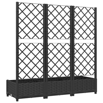 vidaXL Jardinière de jardin avec treillis Noir 120 x 40 x 121,5 cm PP