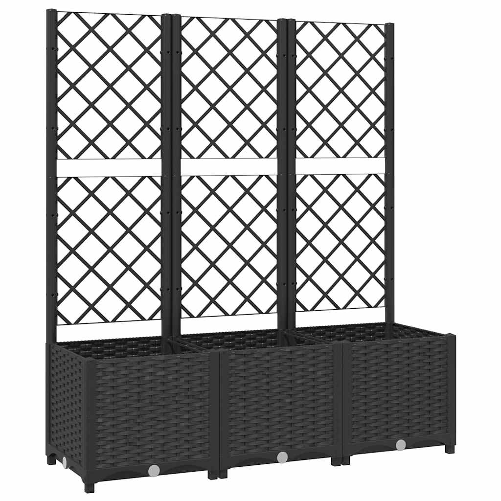 vidaXL Garten-Pflanzgefäß mit Spalier Schwarz 120 x 40 x 136 cm PP