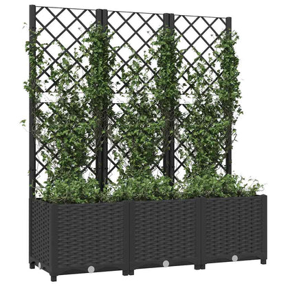 vidaXL Garten-Pflanzgefäß mit Spalier Schwarz 120 x 40 x 136 cm PP