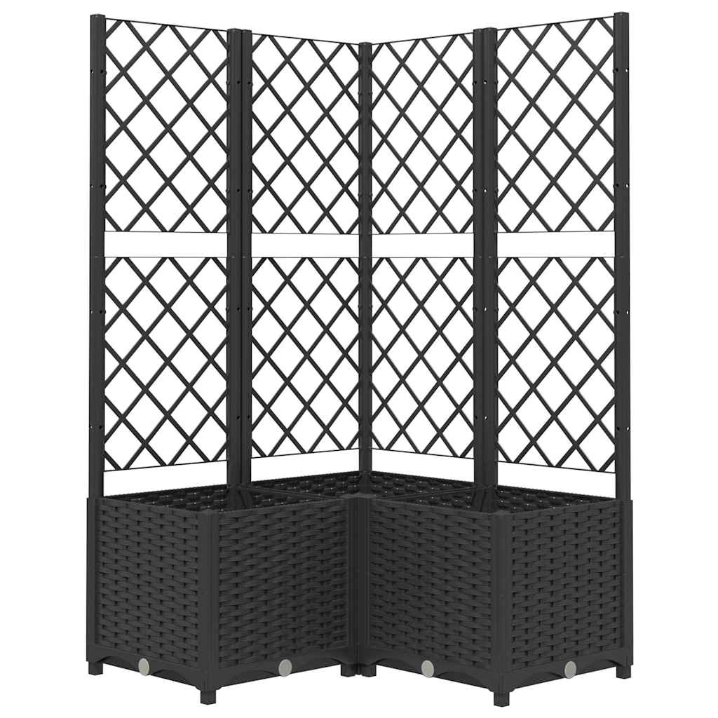 vidaXL Jardinière avec treillis Noir 80x80x136 cm PP