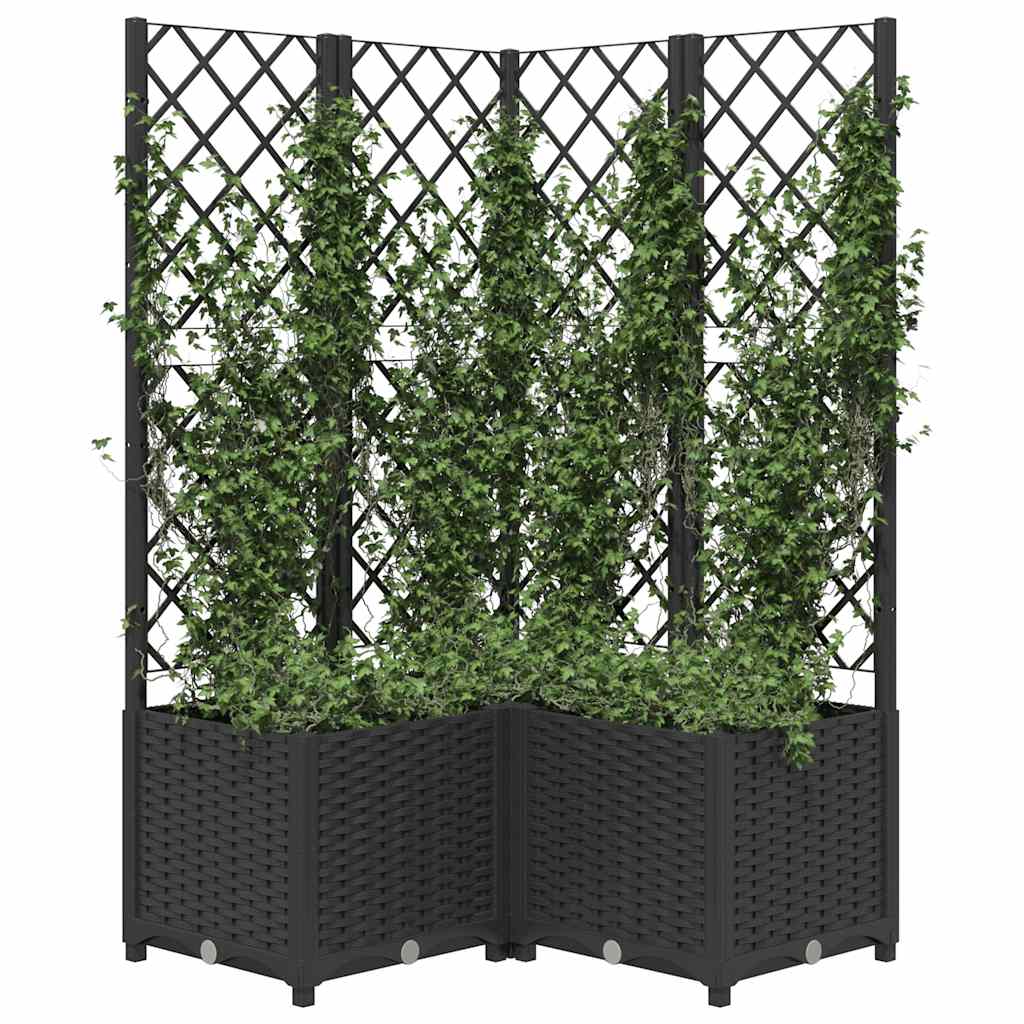 vidaXL Jardinière avec treillis Noir 80x80x136 cm PP