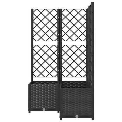 vidaXL Jardinière avec treillis Noir 80x80x136 cm PP