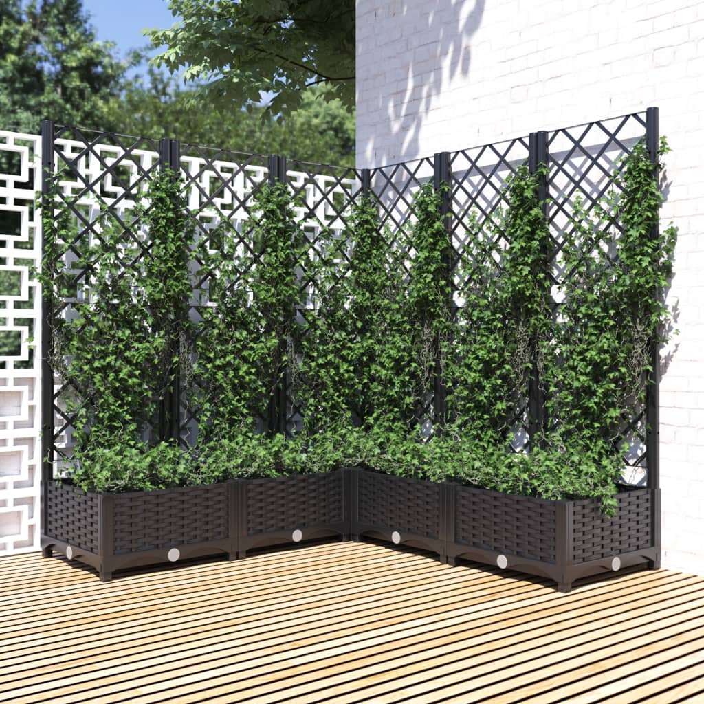 vidaXL Jardinière avec treillis Noir 120x120x121,5 cm PP