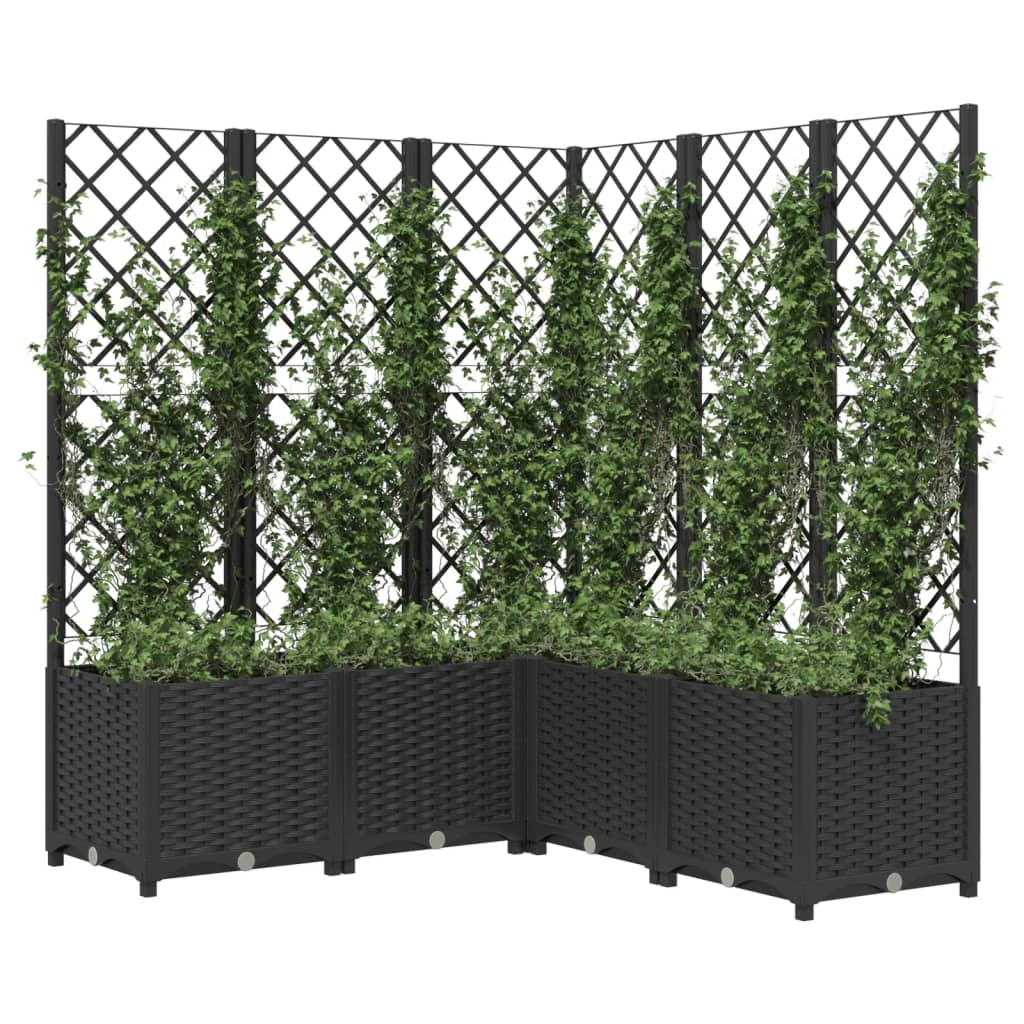 vidaXL Jardinière avec treillis Noir 120x120x136 cm PP