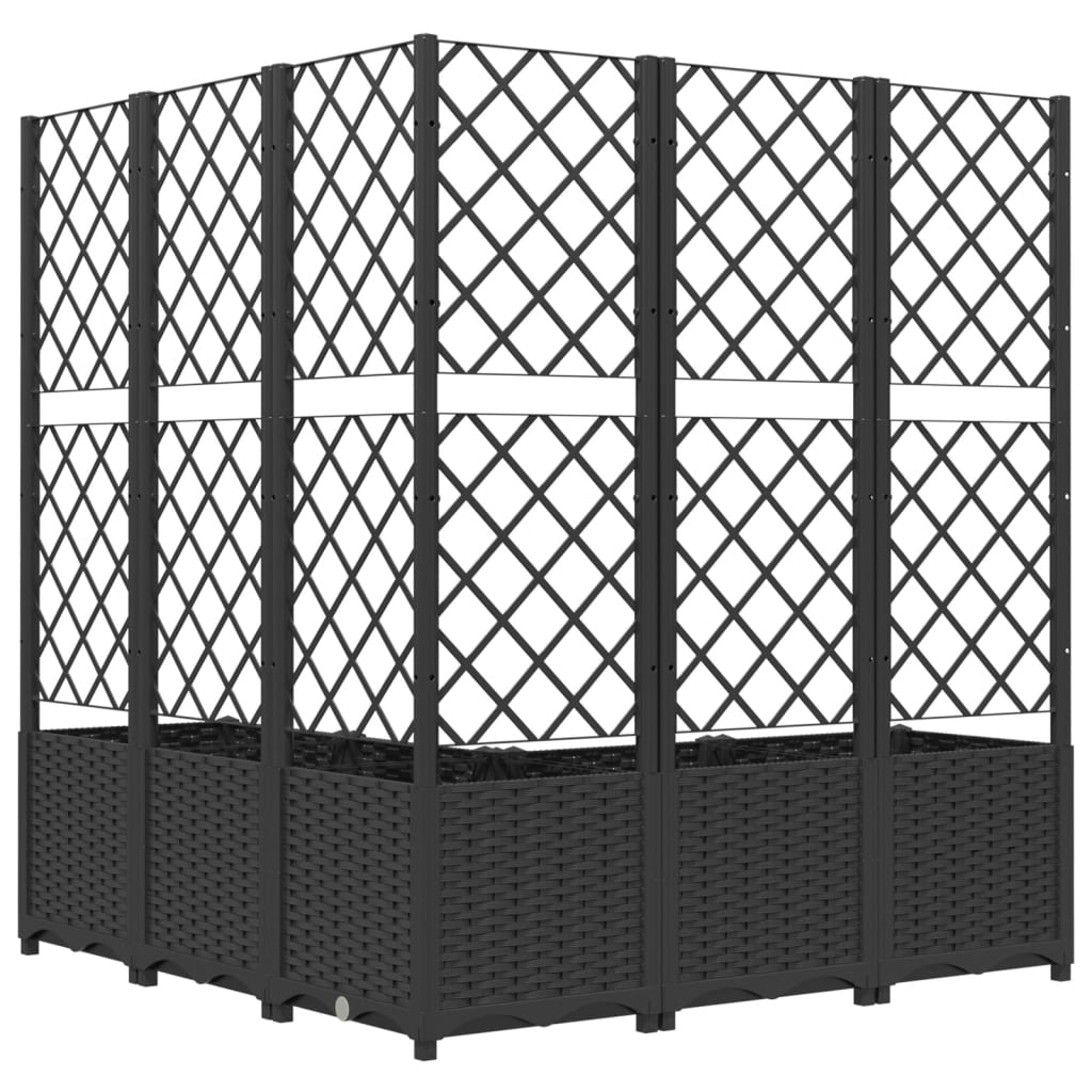 vidaXL Jardinière avec treillis Noir 120x120x136 cm PP