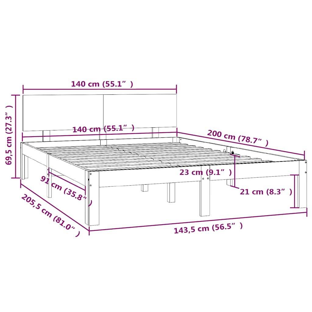 Massivholzbett Kiefer 140x200 cm