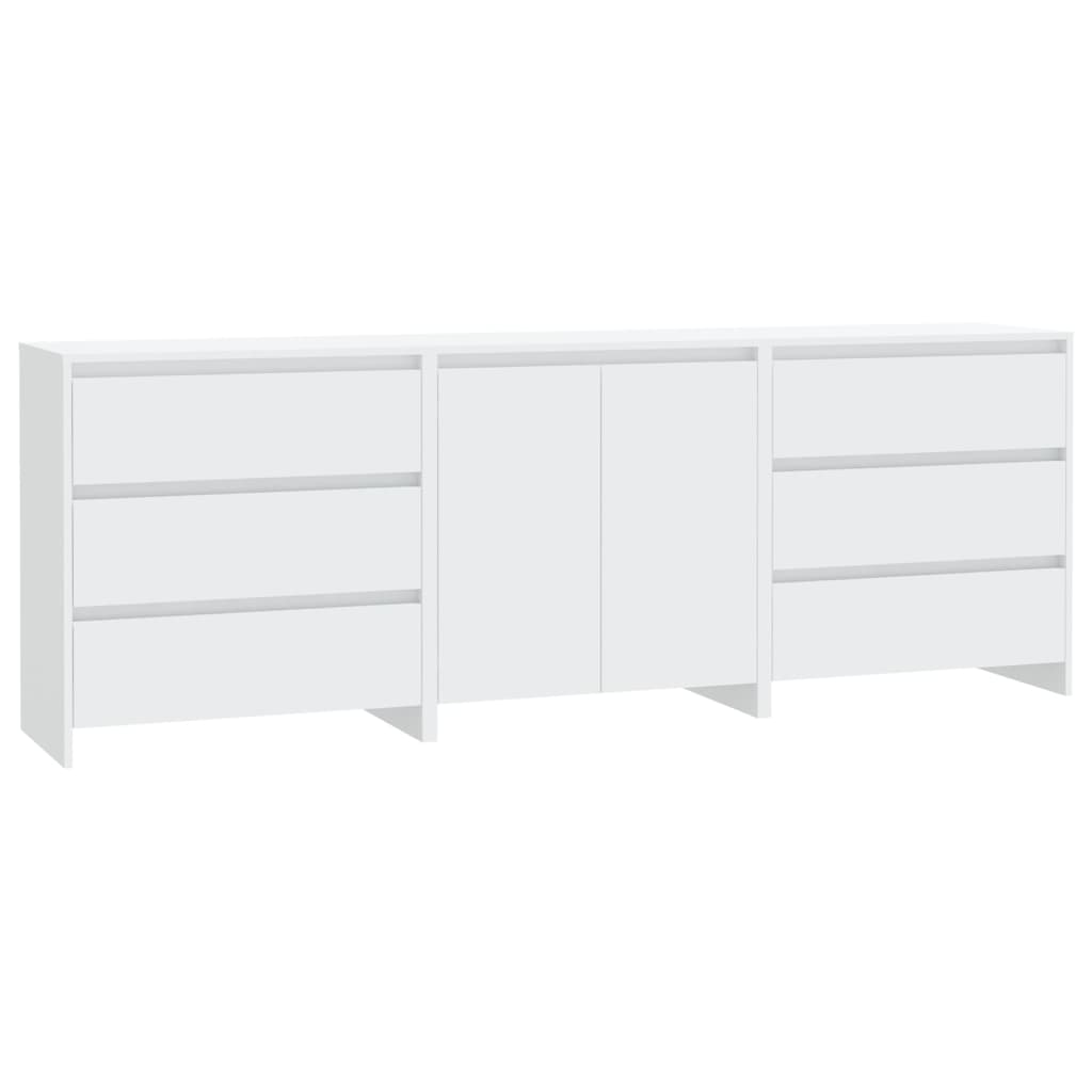 vidaXL Buffet 3 pièces blanc bois d'ingénierie