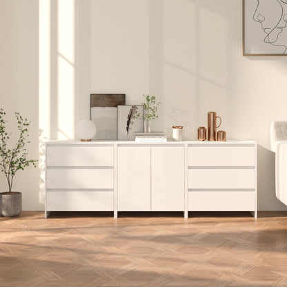 vidaXL Buffet 3 pièces blanc bois d'ingénierie