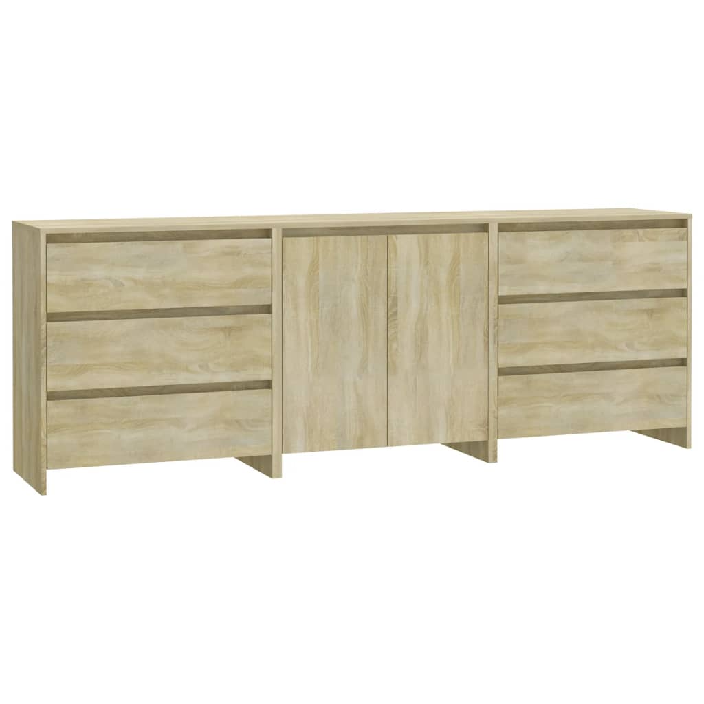 vidaXL Commode 3 pièces en aggloméré chêne sonoma