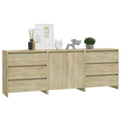vidaXL Commode 3 pièces en aggloméré chêne sonoma