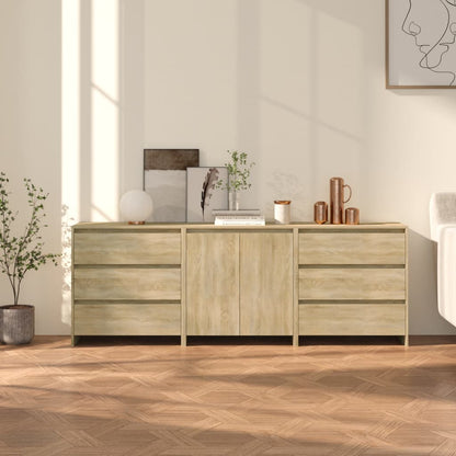 vidaXL Commode 3 pièces en aggloméré chêne sonoma