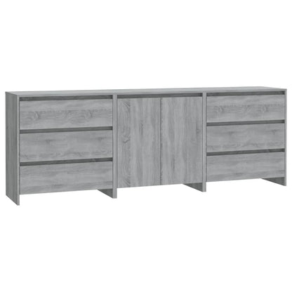 vidaXL 3-tlg. Sideboard Grau Sonoma Holzwerkstoff