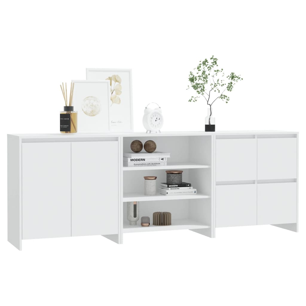 vidaXL Ensemble de 3 buffets blanc en bois d'ingénierie