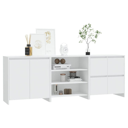 vidaXL Ensemble de 3 buffets blanc en bois d'ingénierie