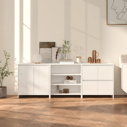 vidaXL Ensemble de 3 buffets blanc en bois d'ingénierie
