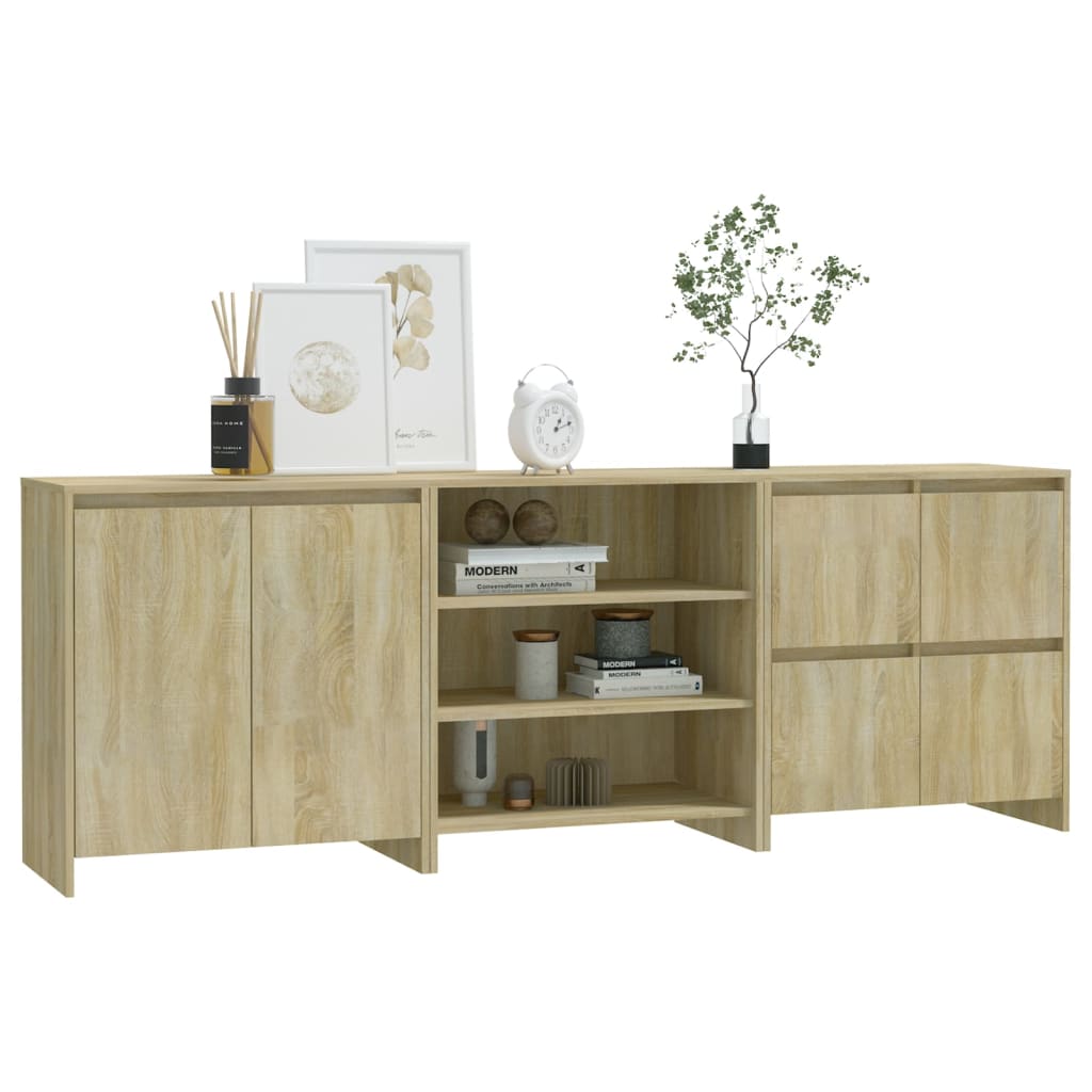 vidaXL Buffet 3 pièces chêne Sonoma bois d'ingénierie