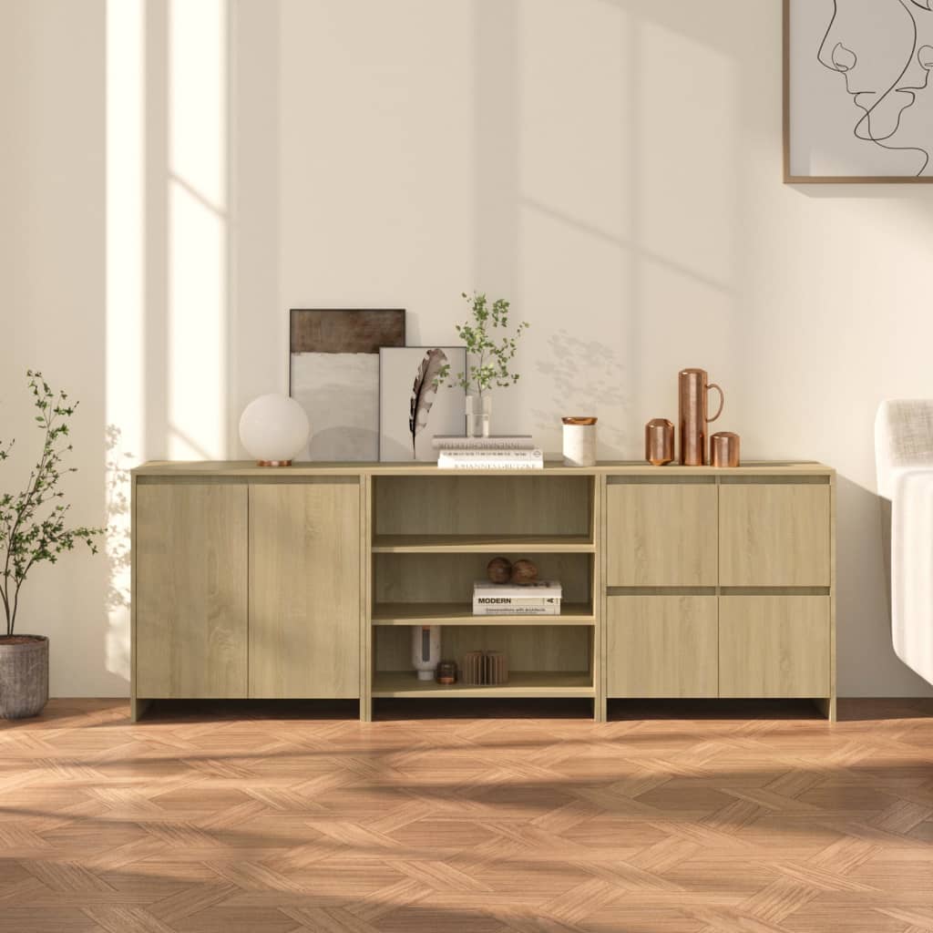 vidaXL Buffet 3 pièces chêne Sonoma bois d'ingénierie