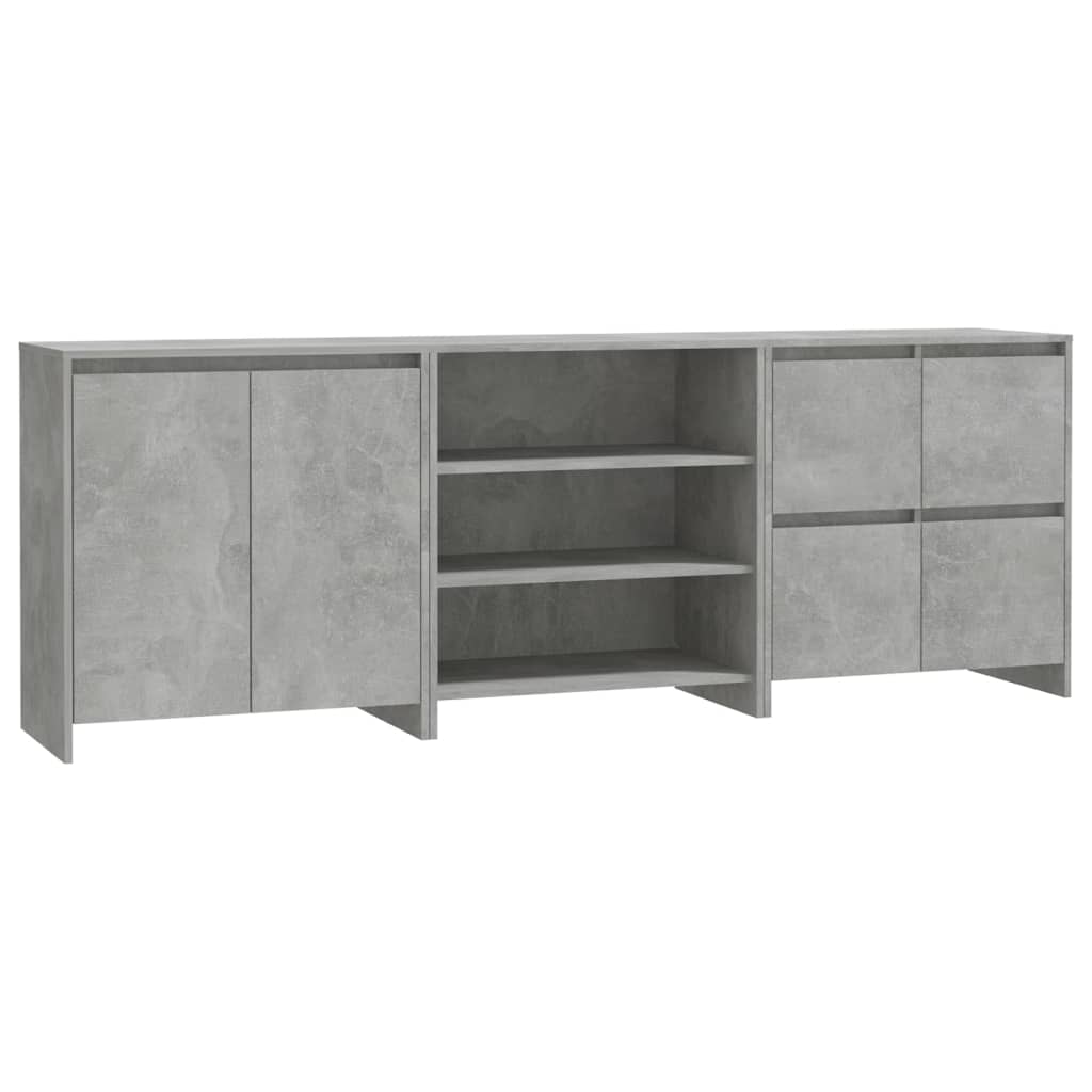 vidaXL Meuble de rangement 3 pcs. Gris béton Bois d'ingénierie