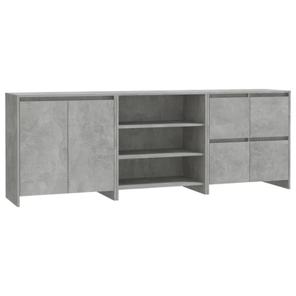 vidaXL Meuble de rangement 3 pcs. Gris béton Bois d'ingénierie
