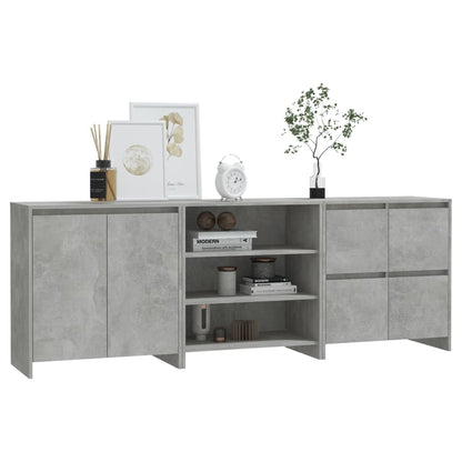 vidaXL Meuble de rangement 3 pcs. Gris béton Bois d'ingénierie