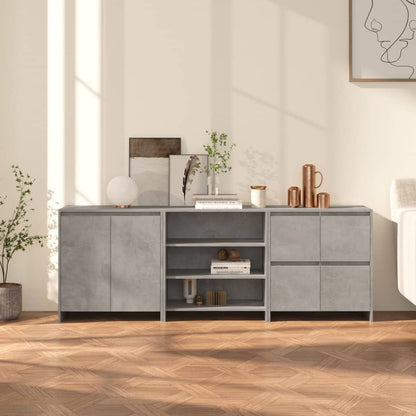vidaXL Meuble de rangement 3 pcs. Gris béton Bois d'ingénierie