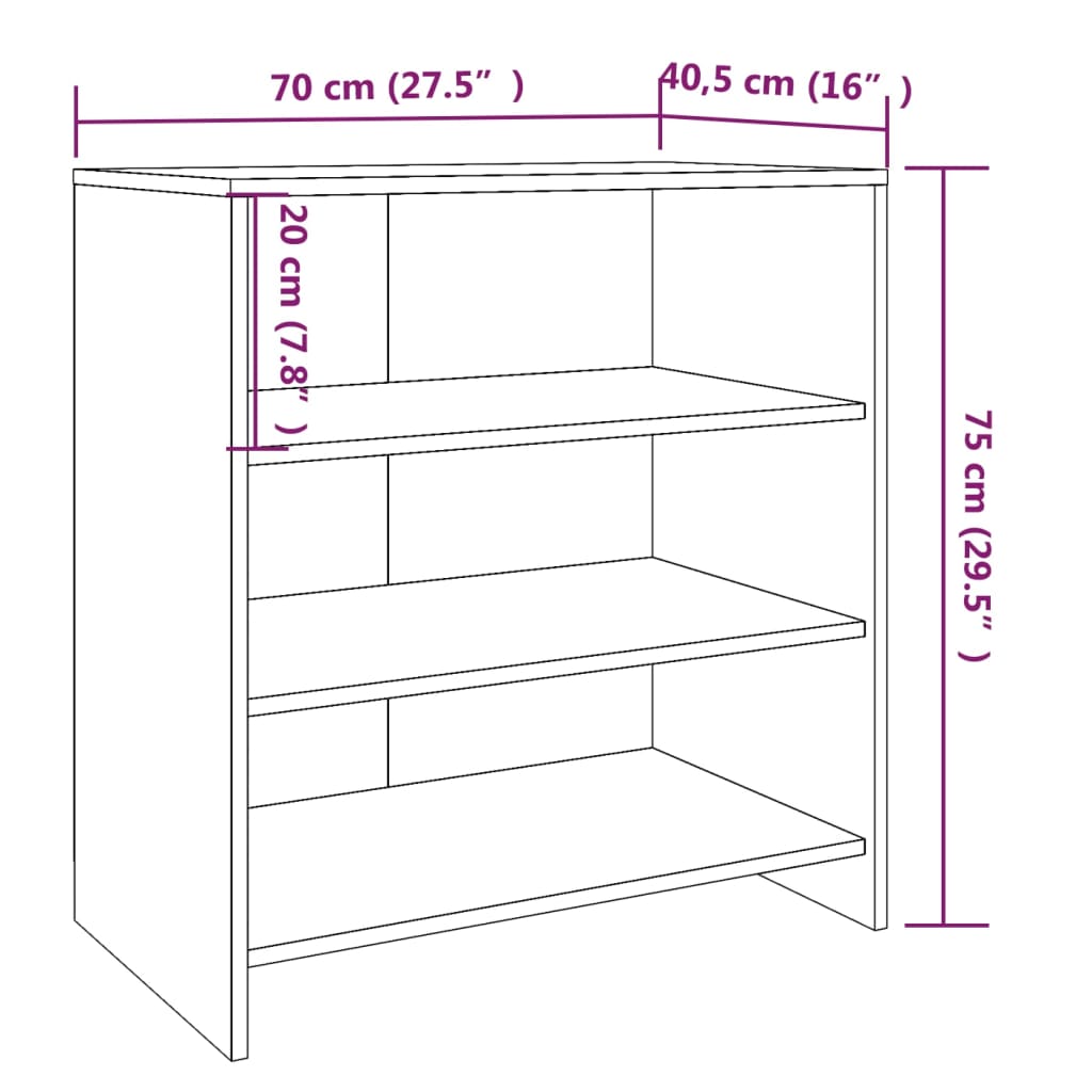 vidaXL 3-tlg. Sideboard Räuchereiche Holzwerkstoff