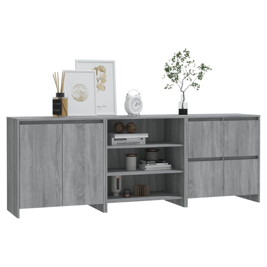 vidaXL Enfilade 3 pcs Gris Sonoma Bois d'ingénierie