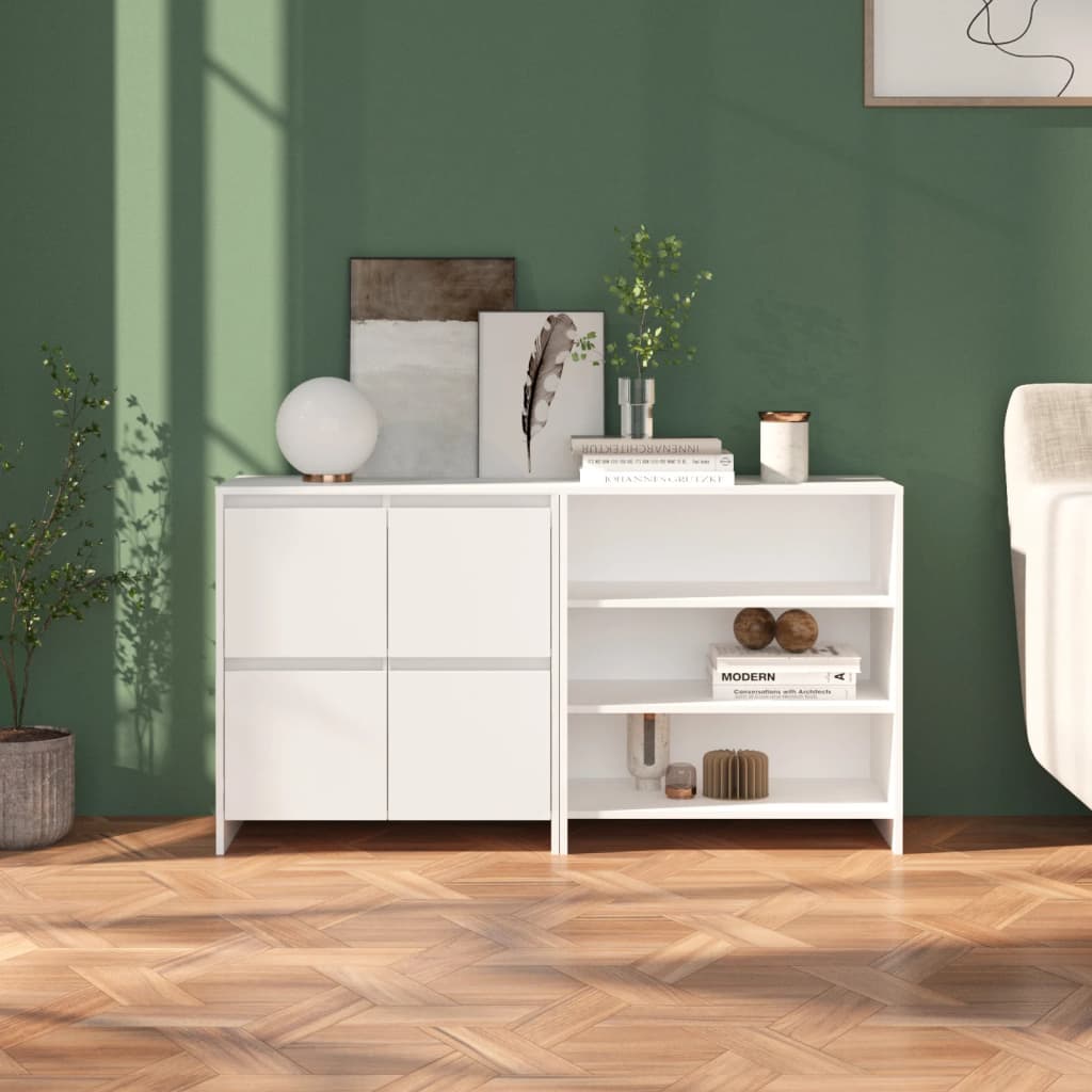 vidaXL Buffet bas 2 pièces, Blanc, Bois d'ingénierie