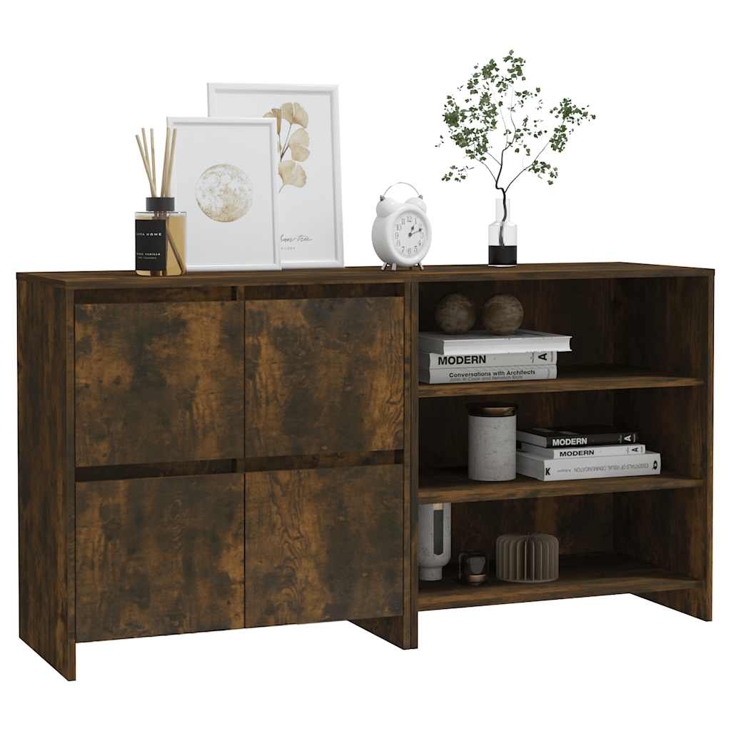 vidaXL Buffet 2 pièces en bois d'ingénierie chêne fumé