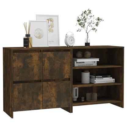 vidaXL Buffet 2 pièces en bois d'ingénierie chêne fumé