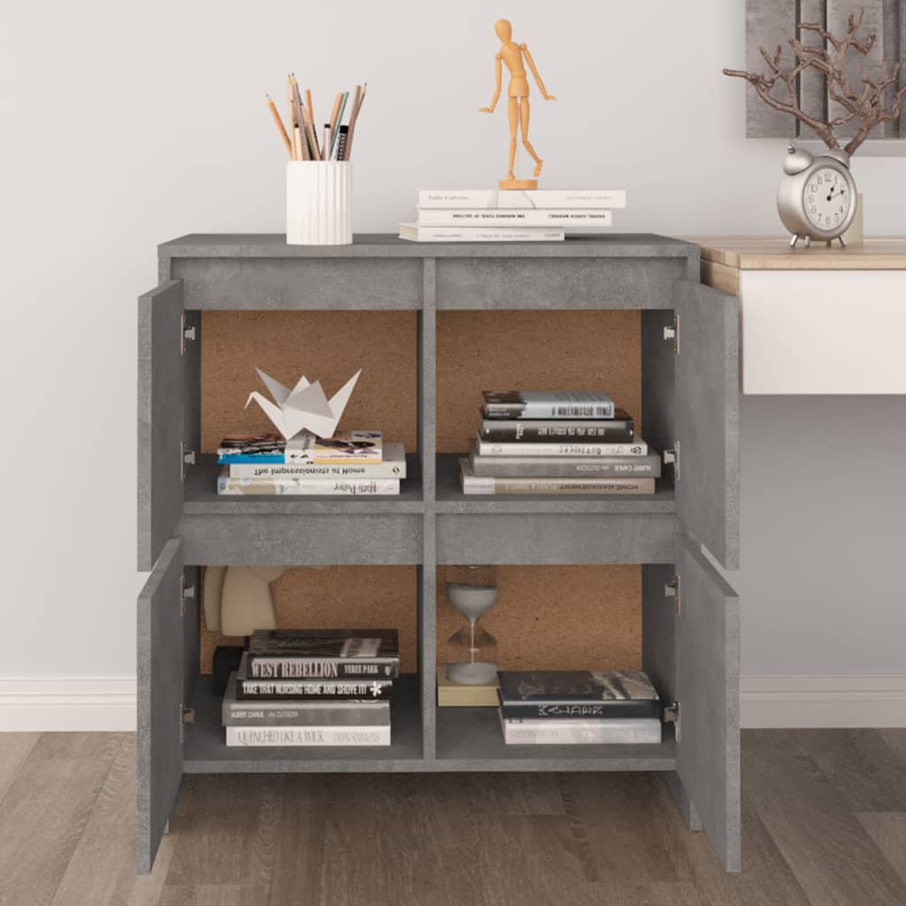vidaXL Sideboards 2 Stk. Betongrau 70x41x75 cm Holzwerkstoff