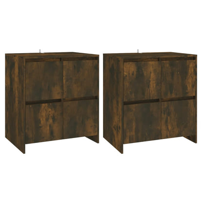 vidaXL Commodes 2 pcs Chêne fumé 70x41x75 cm Bois d'ingénierie