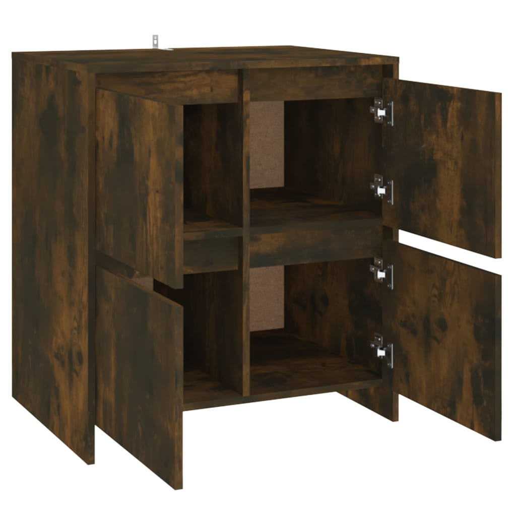 vidaXL Commodes 2 pcs Chêne fumé 70x41x75 cm Bois d'ingénierie