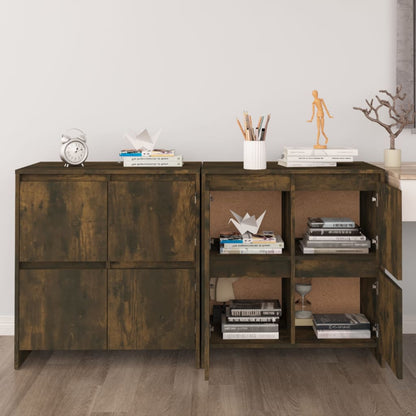 vidaXL Commodes 2 pcs Chêne fumé 70x41x75 cm Bois d'ingénierie