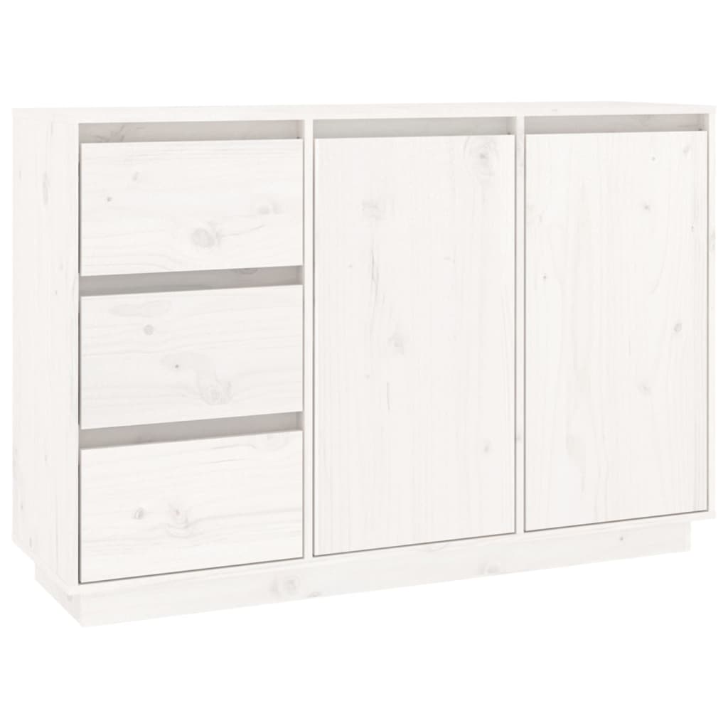 vidaXL Buffet Blanc 111x34x75 cm Bois de pin massif