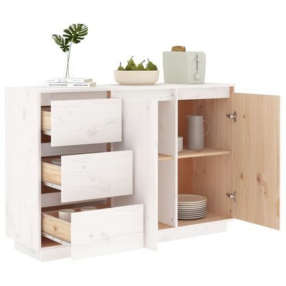 vidaXL Buffet Blanc 111x34x75 cm Bois de pin massif