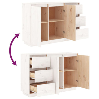 vidaXL Buffet Blanc 111x34x75 cm Bois de pin massif