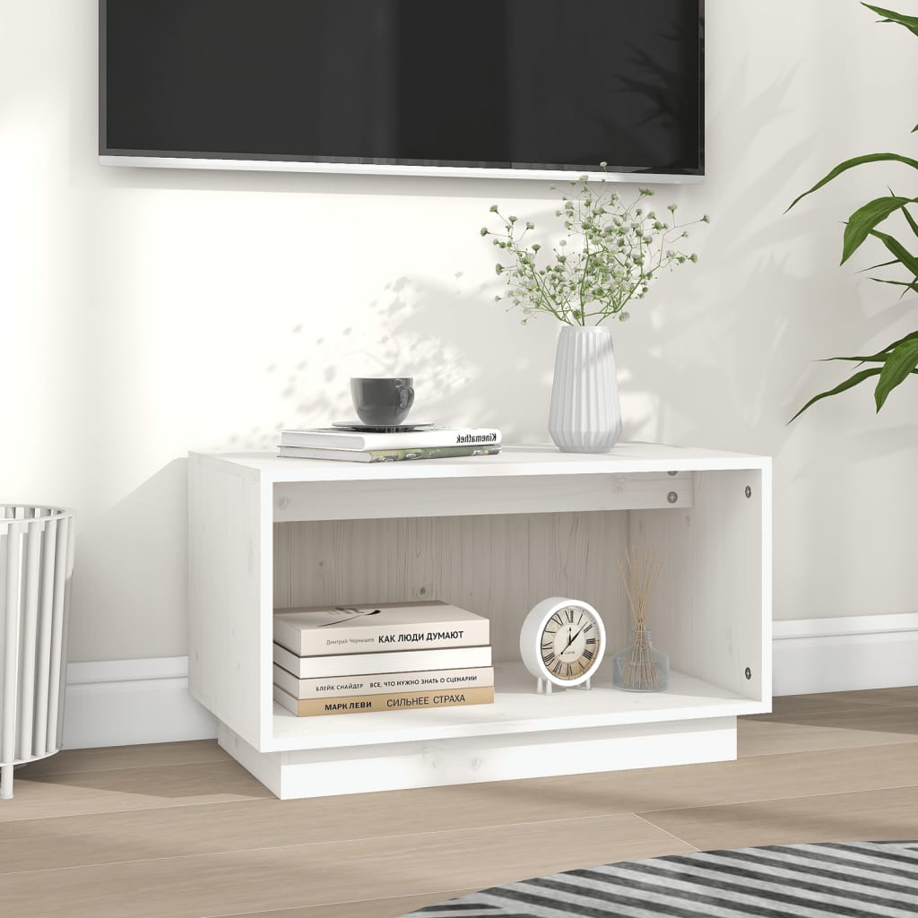 vidaXL Meuble TV blanc 60x35x35 cm Bois de pin massif