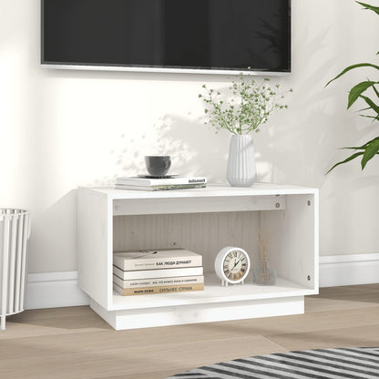 vidaXL Meuble TV blanc 60x35x35 cm Bois de pin massif